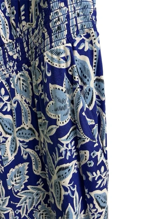 Boden Blue And White Tropical Floral Wide Leg Jumpsuit - Picture 4 of 7
